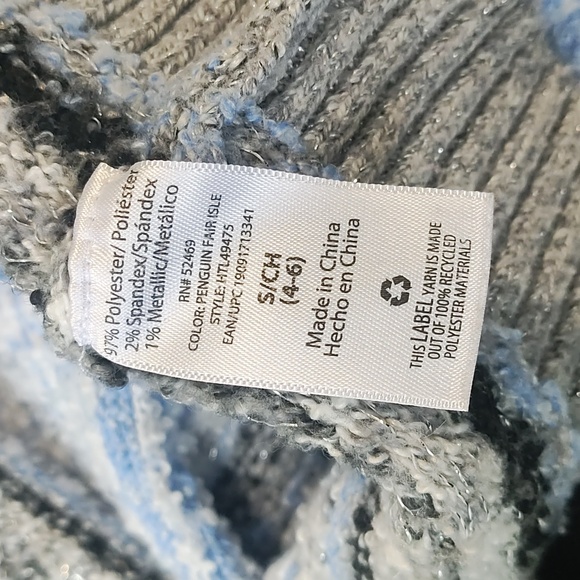 Holiday winter penguin sweater metallic blue knitted size small - Picture 9 of 10